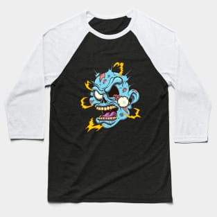 Electrocuted Zombie Head Baseball T-Shirt